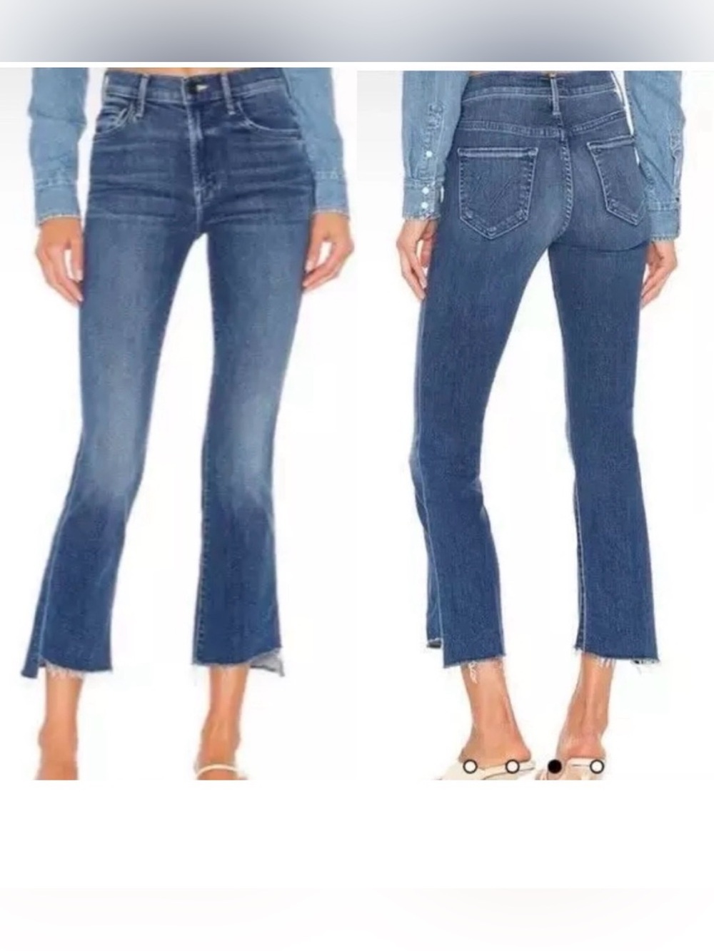 Mother The Insider Crop Step Fray Jeans In Walking On Clouds Women’s Size 27
